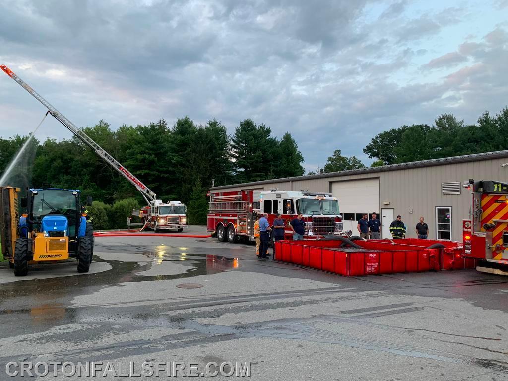 Mutual aid tanker shuttle drill at the NS Highway Department yard, 07/31/23