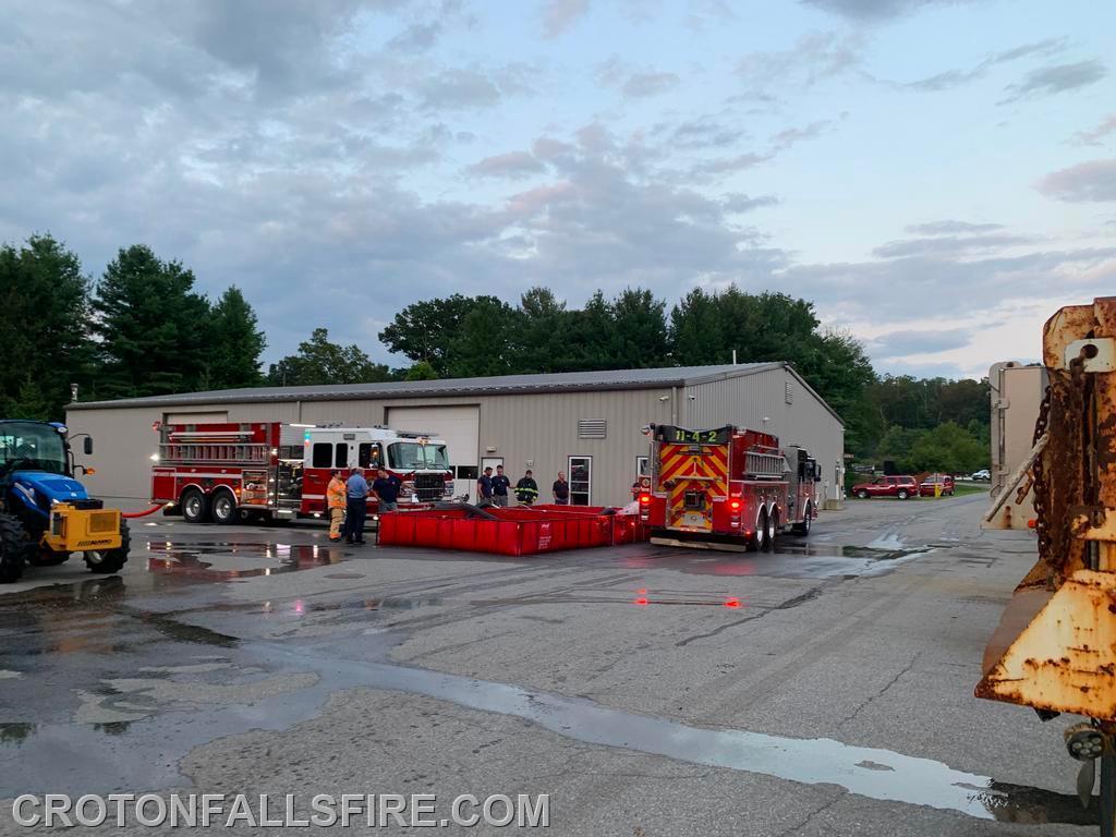 Mutual aid tanker shuttle drill at the NS Highway Department yard, 07/31/23
