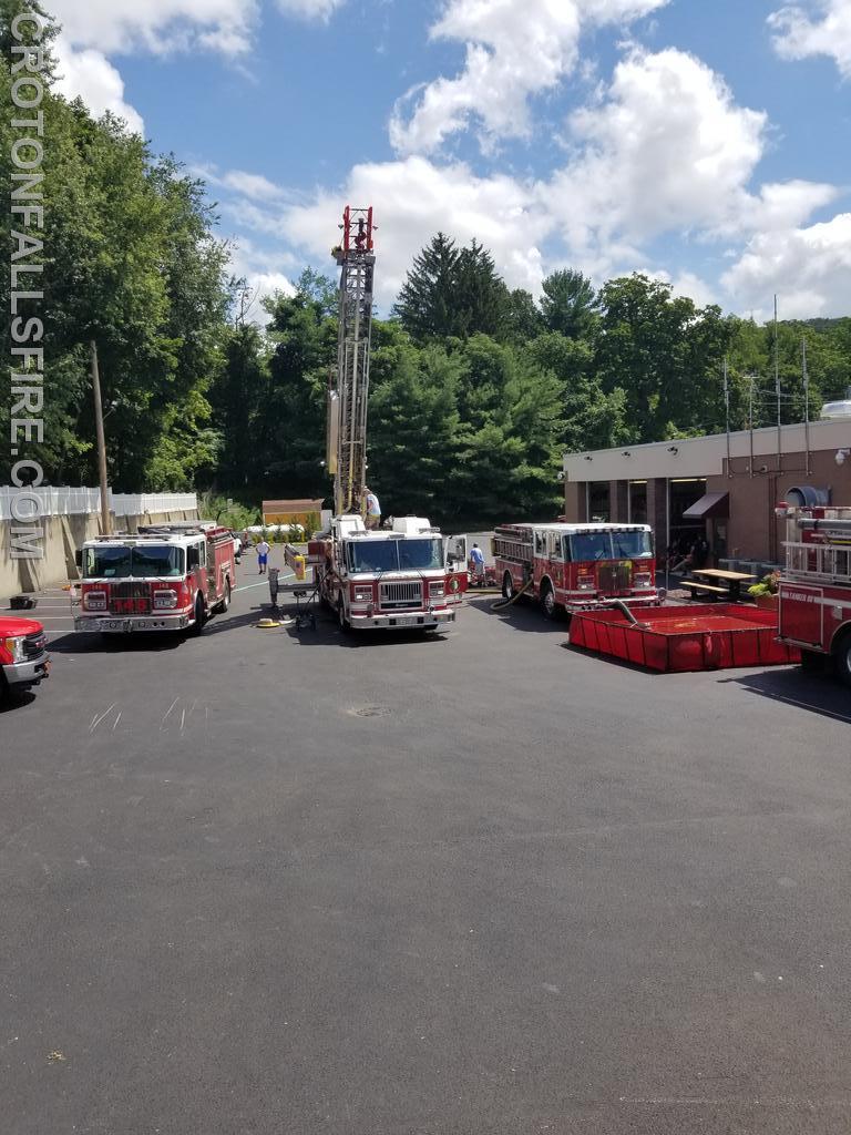 Annual hose testing at the Croton Falls firehouse, 08/08/20